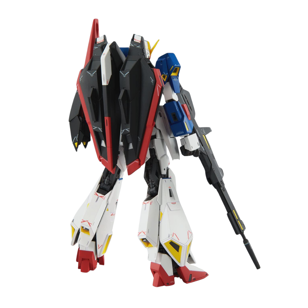 Bandai MG Zeta Gundam Ver. Ka model kit featuring transformable Wave Rider mode, articulated frame, and signature beam rifle from Mobile Suit Zeta Gundam.