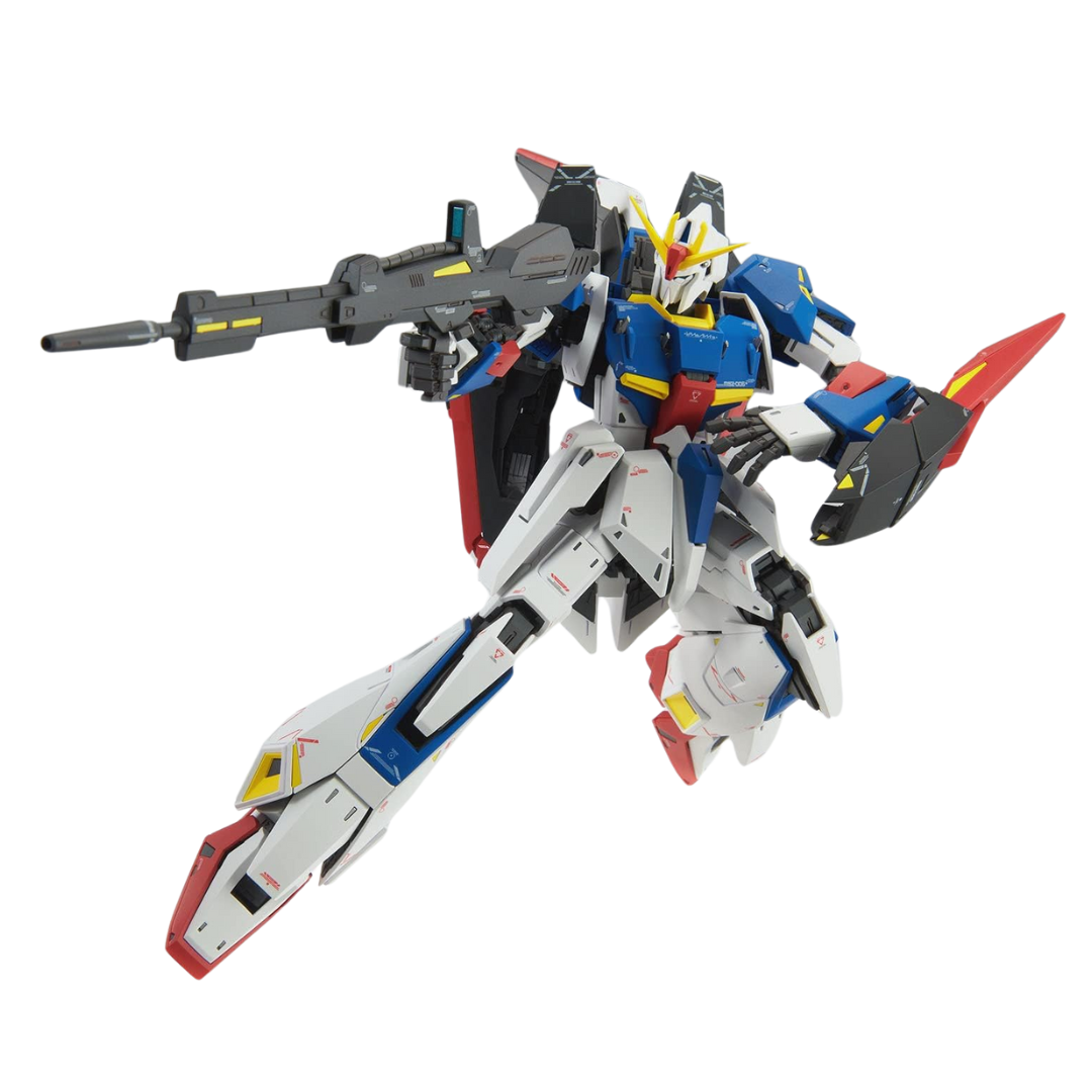 Bandai MG Zeta Gundam Ver. Ka model kit featuring transformable Wave Rider mode, articulated frame, and signature beam rifle from Mobile Suit Zeta Gundam.