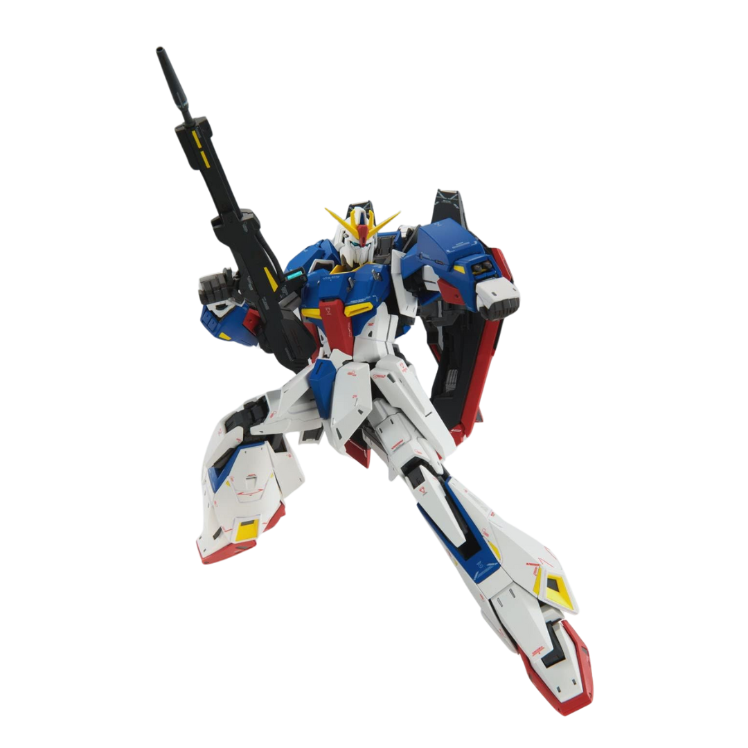 Bandai MG Zeta Gundam Ver. Ka model kit featuring transformable Wave Rider mode, articulated frame, and signature beam rifle from Mobile Suit Zeta Gundam.
