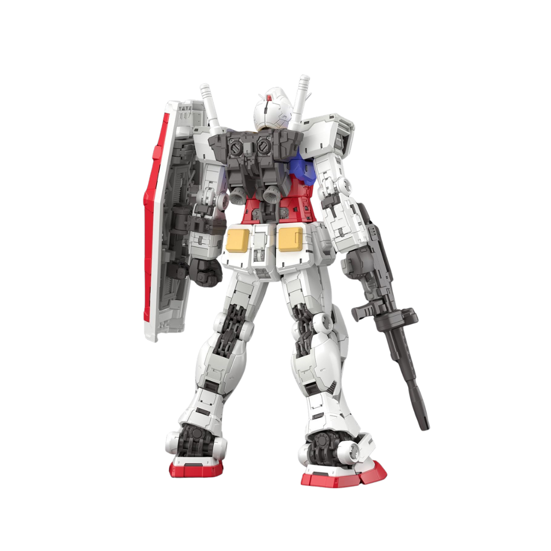 Bandai RG RX-78-2 Gundam Ver. 2.0 model kit, highly detailed real-grade Gunpla with advanced articulation, beam rifle, shield, and beam sabers.