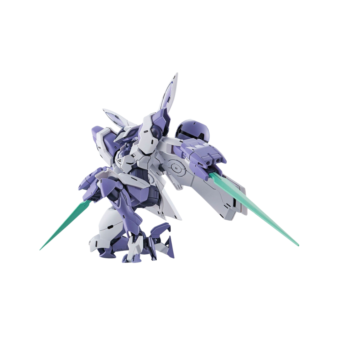 Bandai HG Beguir-Beu model kit from Gundam: The Witch from Mercury featuring beam rifle, blade bits, and sleek futuristic design