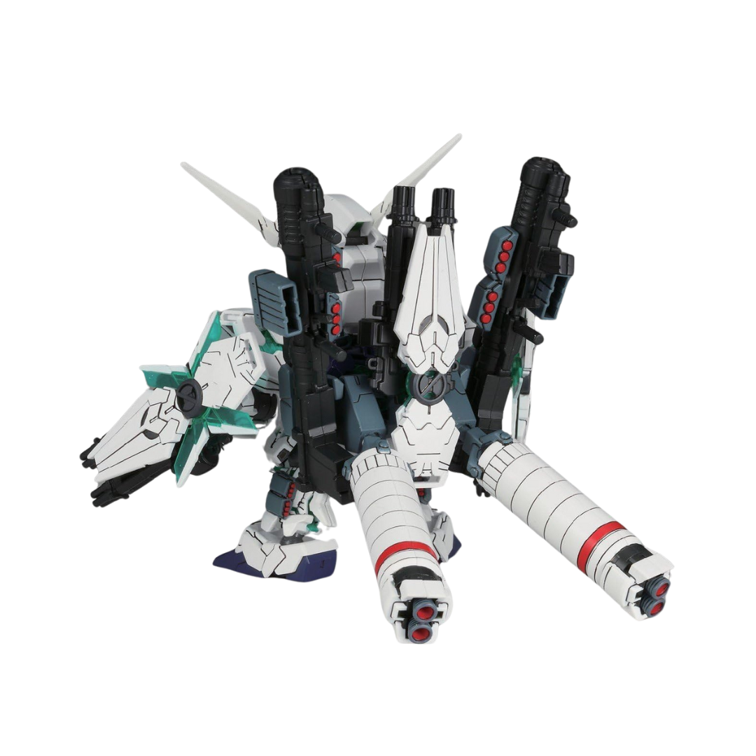 Bandai SD Full Armor Unicorn Gundam – Super Deformed model with detailed armor, weapons, and articulation from Gundam Unicorn series.