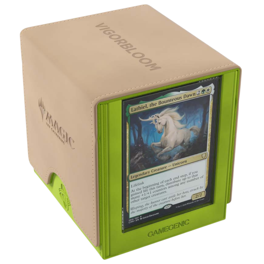 Gamegenic MTG Reality Fracture Sidekick Pro XL Vigorbloom 100+ Commander deck box with card display and accessory drawer