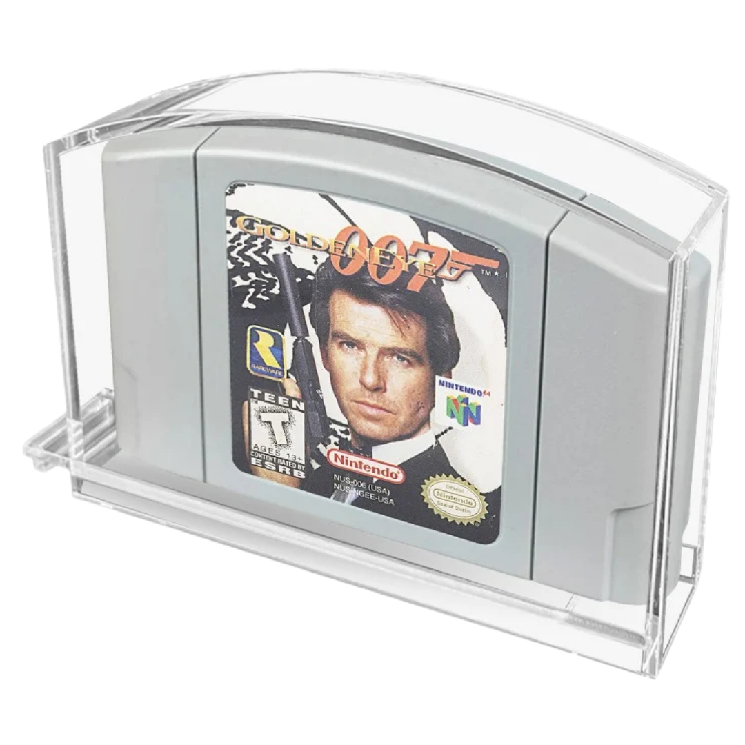 Evoretro clear acrylic protectors for Nintendo 64 cartridges with sliding bases