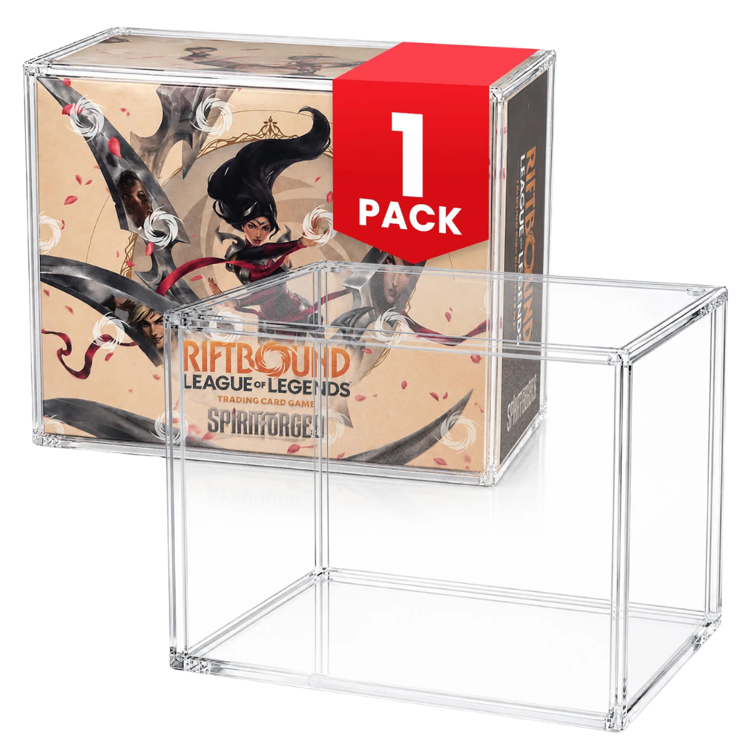 Evoretro clear acrylic protector case for Riftbound League of Legends TCG booster boxes