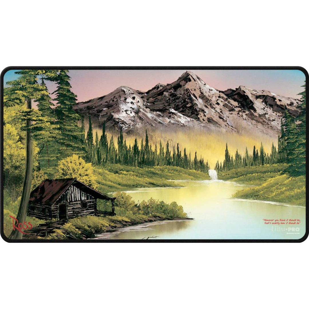 Ultra Pro - Playmat - Bob Ross - Mountain Retreat Black Stitched (PRE-ORDER FOR 2024-11-30)