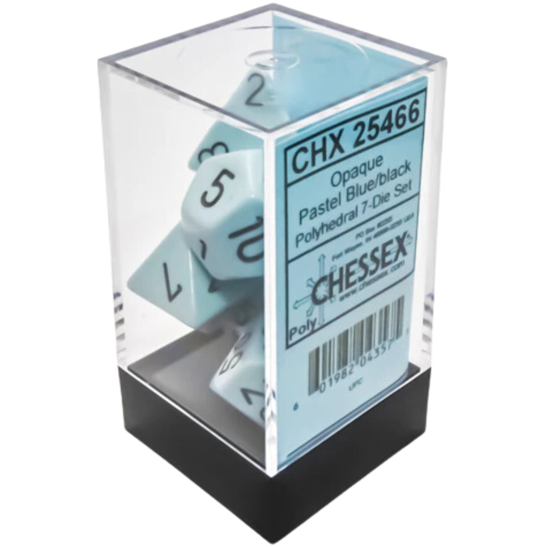 Chessex - 7PC - Opaque - Pastel Blue/Black Pips