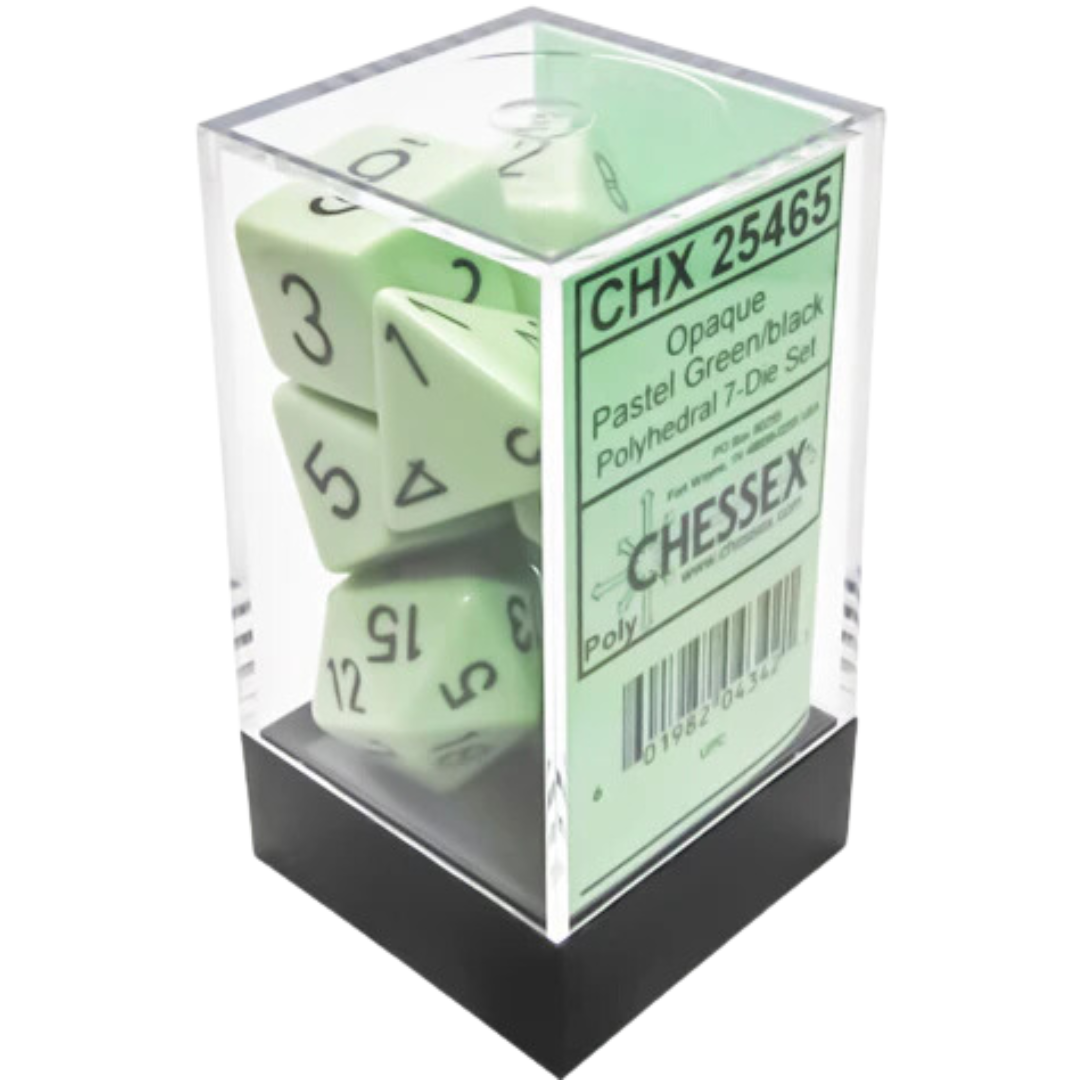 Chessex - 7PC - Opaque - Pastel Green/Black Pips