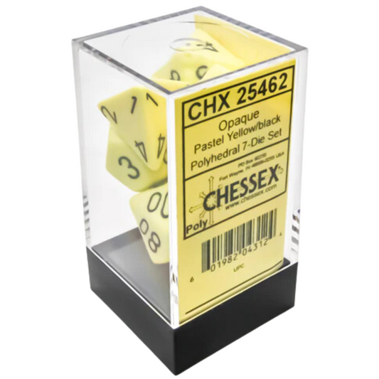 Chessex - 7PC - Opaque - Pastel Yellow/Black Pips