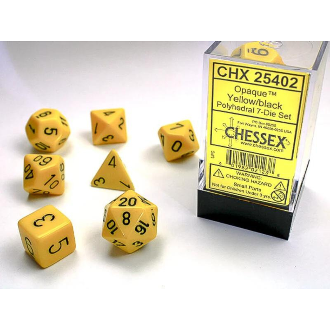 Chessex - 7PC - Opaque - Yellow/Black Numbers