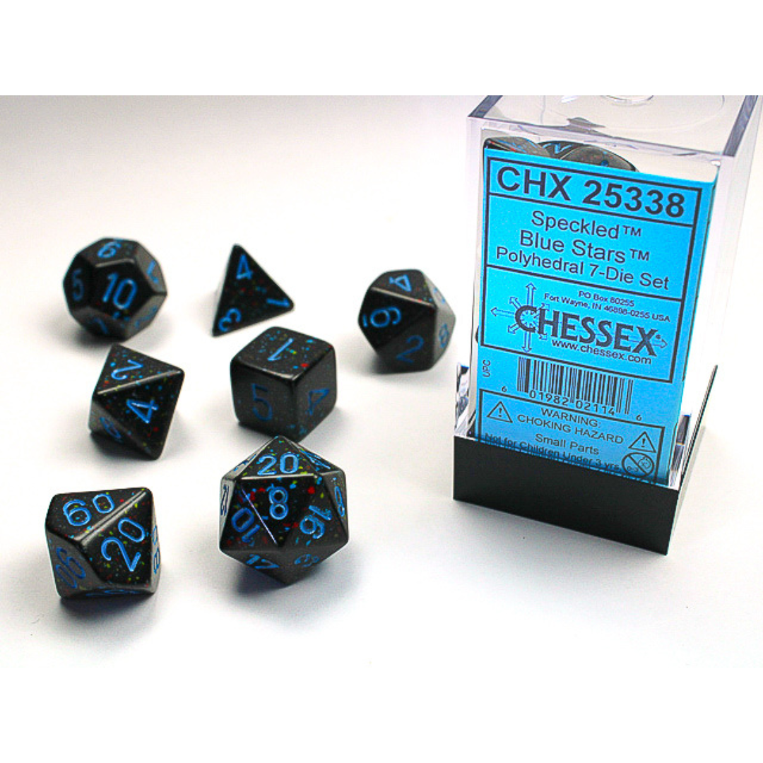 Chessex - 7PC - Speckled - Blue Stars/Blue Numbers