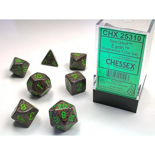 Chessex - 7PC - Speckled - Earth/Green Numbers