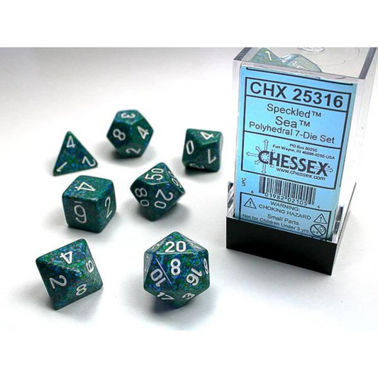 Chessex - 7PC - Speckled - Sea/White Numbers