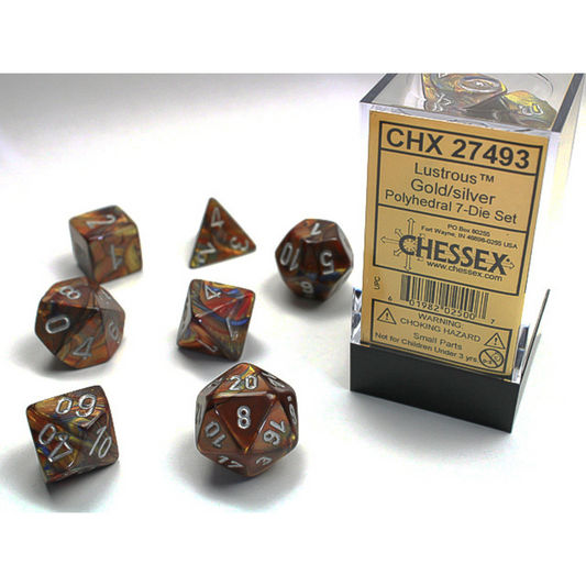 Chessex - 7PC - Lustrous - Gold/Silver Numbers