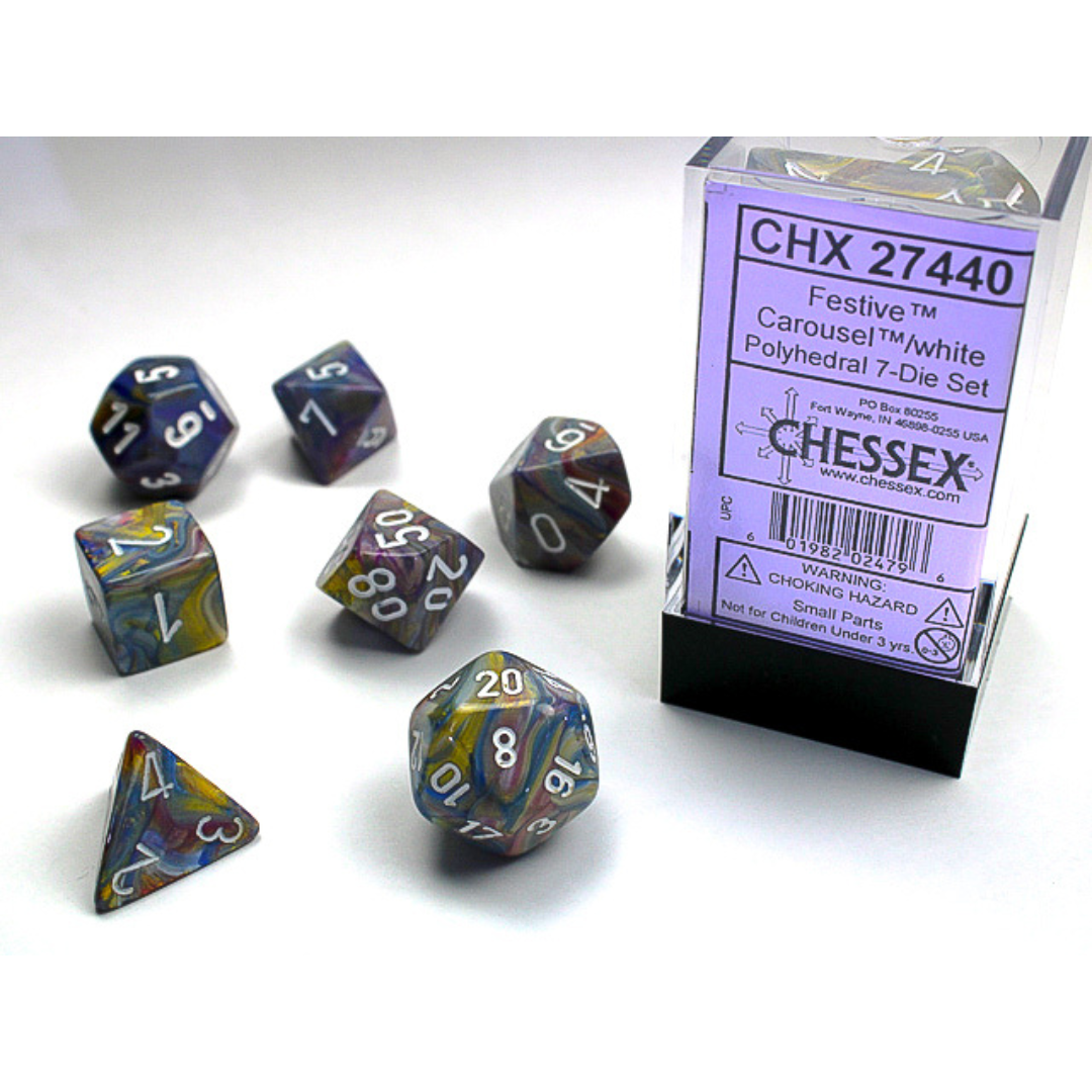 Chessex - 7PC - Festive - Carousel/White Numbers