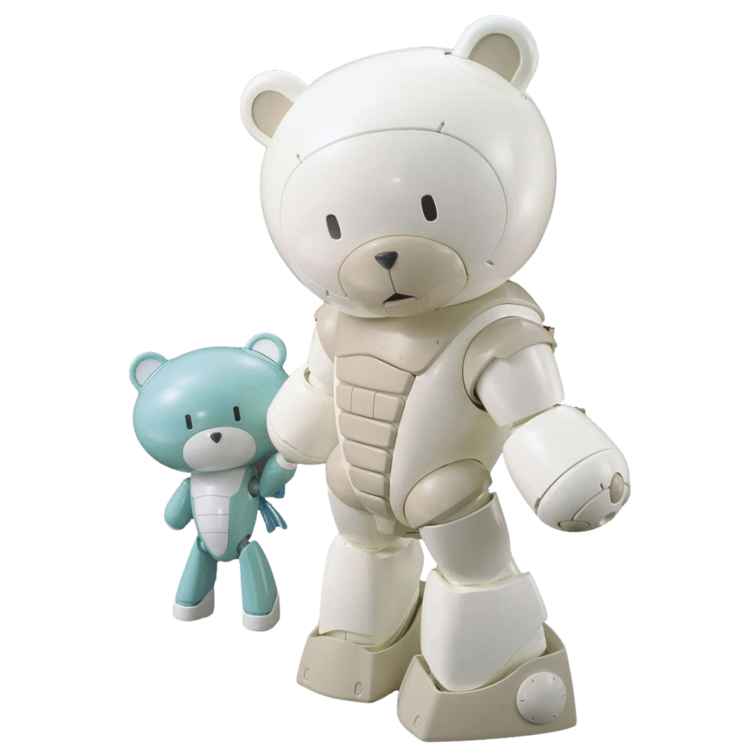 Bandai HG Beargguy F Family 1/144 Gunpla model kit featuring white Mama'gguy and blue Petit'gguy from Gundam Build Fighters Try