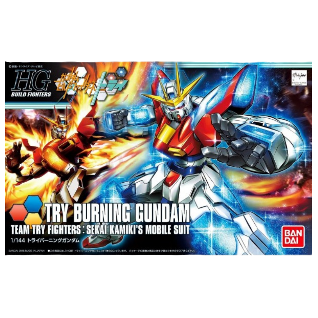 Bandai HG Try Burning Gundam 1/144 Gunpla model kit from Gundam Build Fighters Try with articulated limbs and effect parts