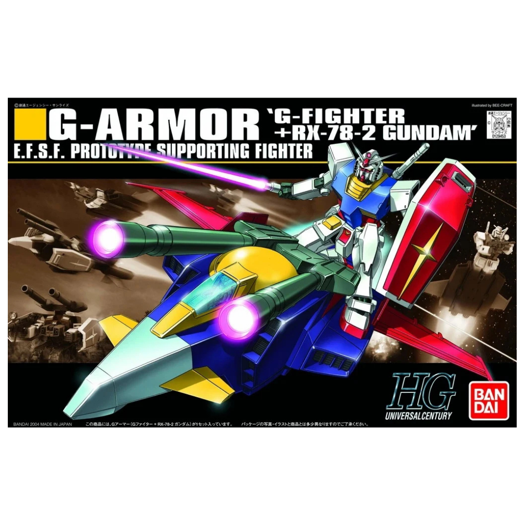 Bandai HGUC 1/144 G-Armor Gunpla model kit featuring RX-78-2 Gundam and G-Fighter from Mobile Suit Gundam