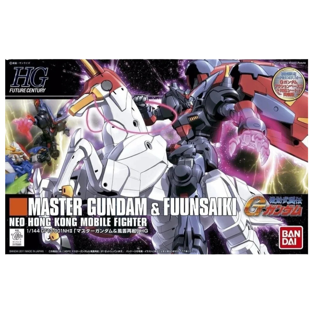 Bandai HG Master Gundam & Fuunsaiki 1/144 G Gundam Gunpla model kit with mechanical horse and effect parts
