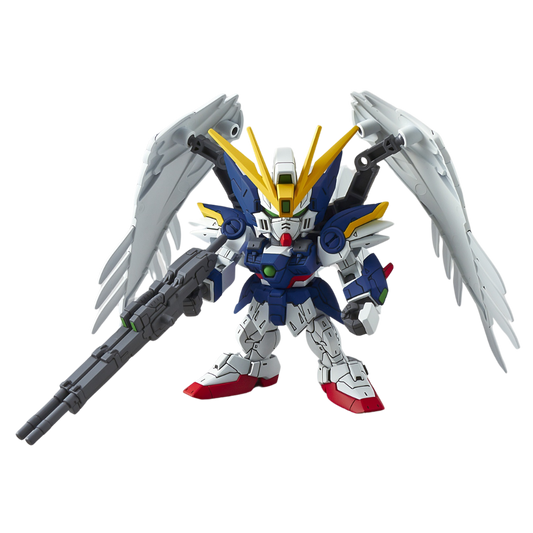 Bandai SD EX-Standard Nu Gundam model kit with Fin Funnels, articulated joints, and super-deformed styling from Char’s Counterattack.
