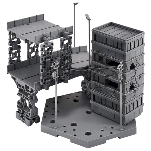 30 Minute Missions Customize Scene Base #06 (City Area Ver.), showcasing detailed urban terrain with roads, buildings, and rubble for an immersive city battlefield display.