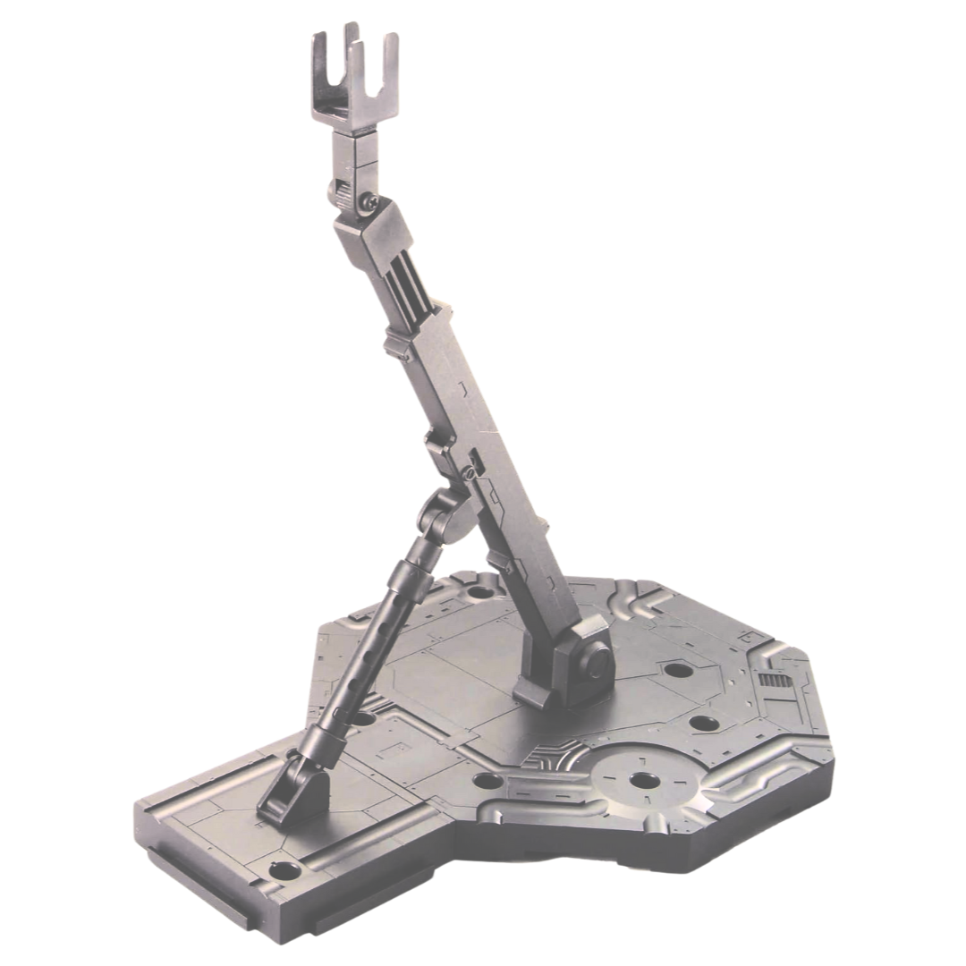Bandai Hobby Action Base 1 (1/100) Gray adjustable display stand for Gundam model kits, designed for dynamic posing and stable Gunpla presentation.
