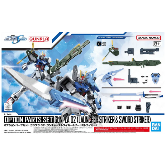 Bandai Gundam SEED Option Parts Set Gunpla 02 with Launcher Striker and Sword Striker packs for customizing HG model kits