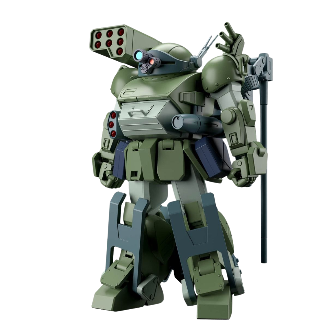 Bandai HG Burglary Dog model from Armored Trooper Votoms, featuring a highly detailed 1/144 scale mech with advanced articulation and realistic military design elements.
