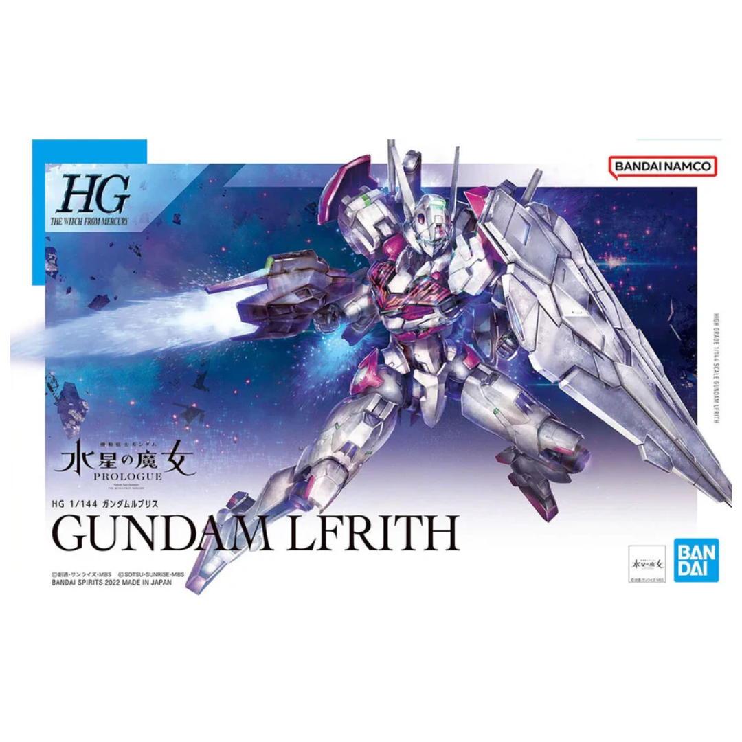 HG Gundam Lfrith model kit from The Witch from Mercury, high-grade Bandai Gundam plastic model, articulated Gunpla figure for collectors and fans.