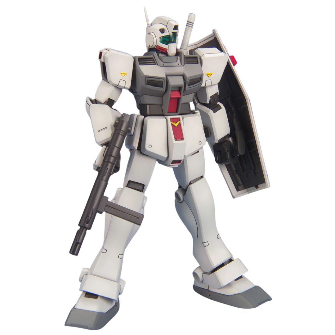 Bandai HG RGM-79D GM Cold Districts Type model kit assembled with machine gun and shield