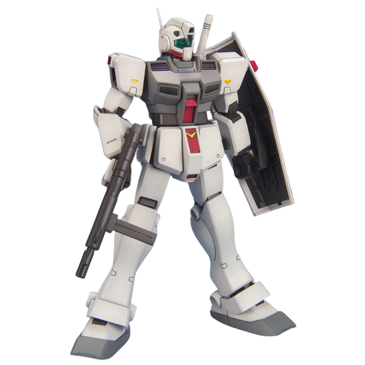 Bandai HG RGM-79D GM Cold Districts Type model kit assembled with machine gun and shield