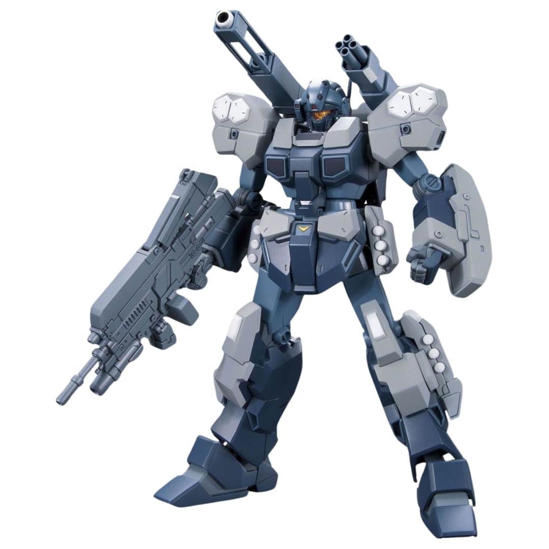 Bandai HG RGM-96X Jesta Cannon Gundam UC model kit featuring heavy armaments, dual shoulder cannons, missile pods, beam rifle, and high-detail armor in 1/144 scale.