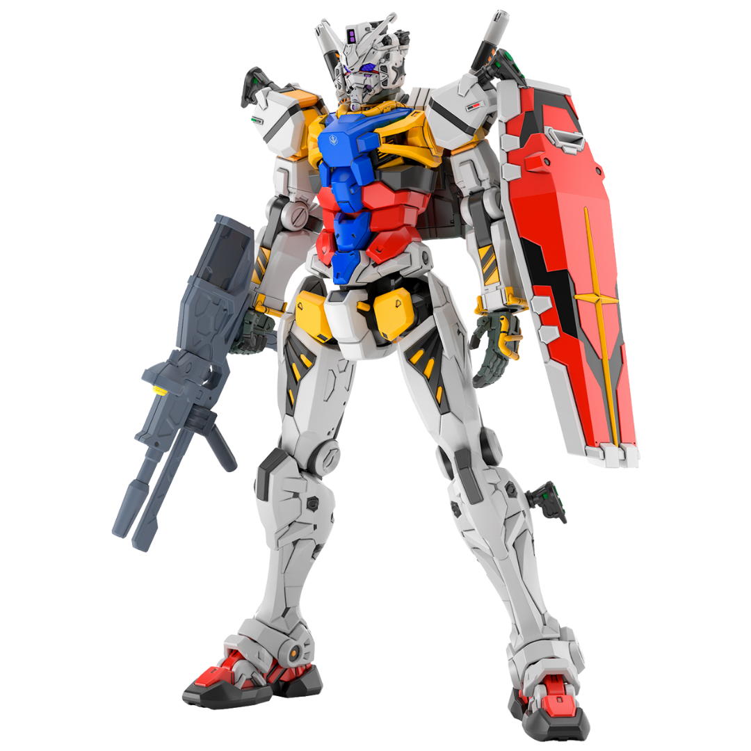 Bandai HG RX-78-02 White Gundam GQuuuuuuX model kit assembled with rifle and shield