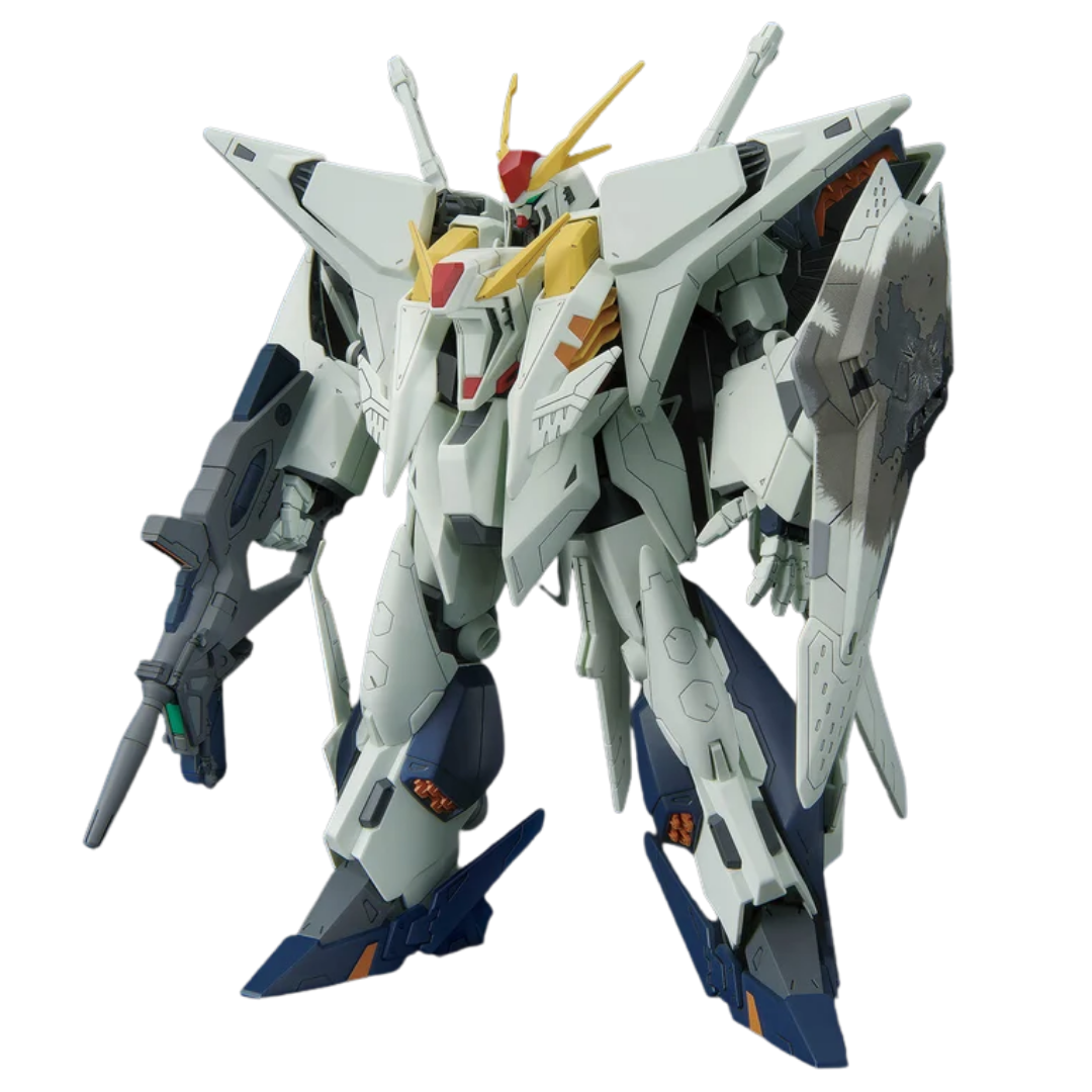 Bandai HG Xi Gundam 1/144 Hathaway model kit with beam rifle, shield, and Minovsky Flight System