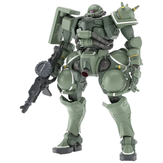 Bandai HG Zaku GQ model kit assembled and posed with weapon accessories