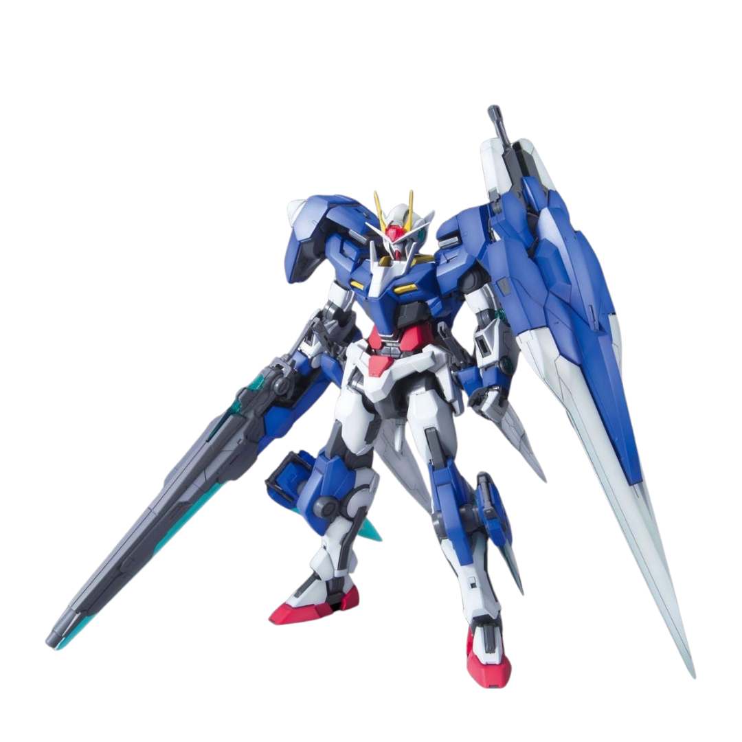 MG 00 Gundam Seven Sword/G model kit from Gundam 00 featuring all seven weapons, sharp mechanical detail, and full articulation.