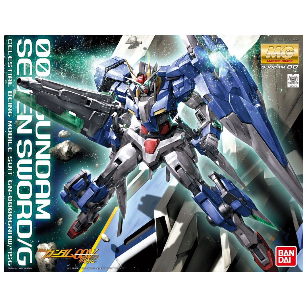 MG 00 Gundam Seven Sword/G model kit from Gundam 00 featuring all seven weapons, sharp mechanical detail, and full articulation.