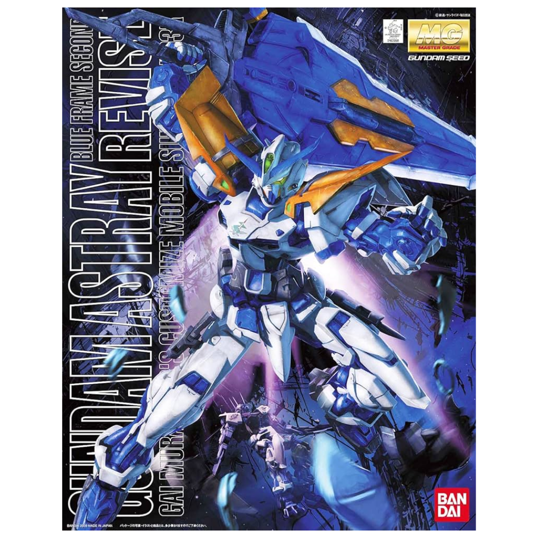 Close-up of the MG Gundam Astray Blue Frame 2nd Revise’s head, showcasing the intricate details.