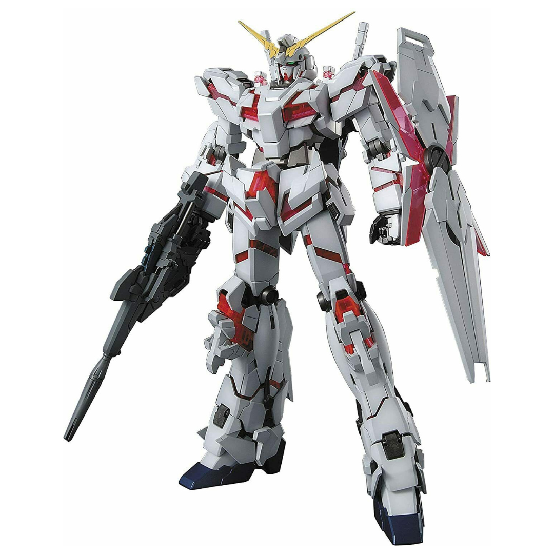 MG RX-0 Unicorn Gundam Gundam UC model kit, 1/100 scale Gunpla with Destroy Mode transformation, Psycho-Frame, Beam Magnum, and articulated inner frame.