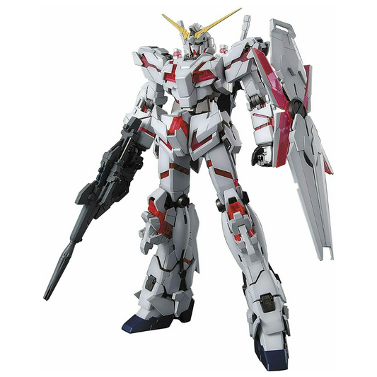 MG RX-0 Unicorn Gundam Gundam UC model kit, 1/100 scale Gunpla with Destroy Mode transformation, Psycho-Frame, Beam Magnum, and articulated inner frame.