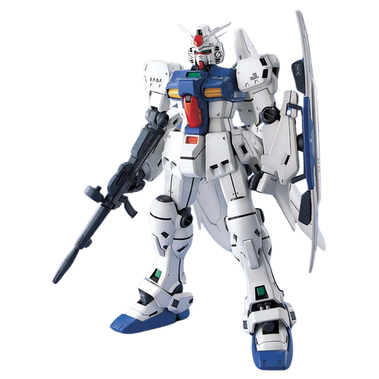 Bandai MG RX-78 GP03S Gundam model kit, 1/100 scale Master Grade from Stardust Memory with detailed inner frame and classic Federation weapon loadout.








