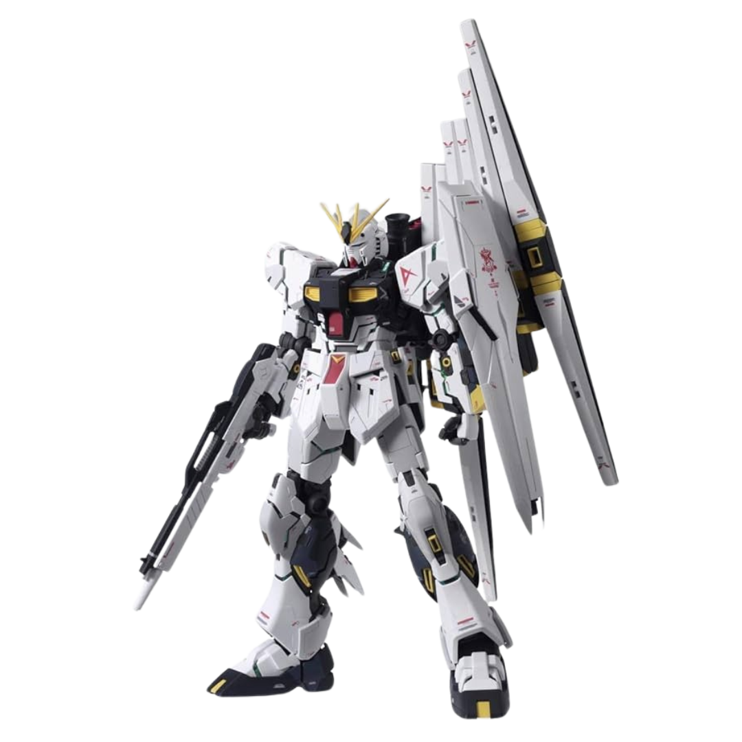 Bandai MG RX-93 Nu Gundam Ver. Ka model kit from Char’s Counterattack, featuring psychoframe, Fin Funnels, and high-detail articulation.