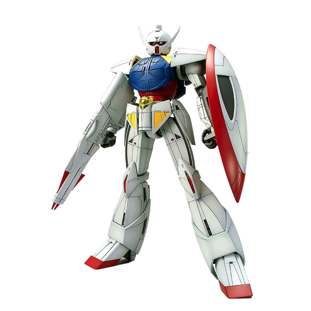 Bandai MG Turn A Gundam model kit, highly detailed 1/100 scale Gundam with articulated joints and armor from the Turn A Gundam series.
