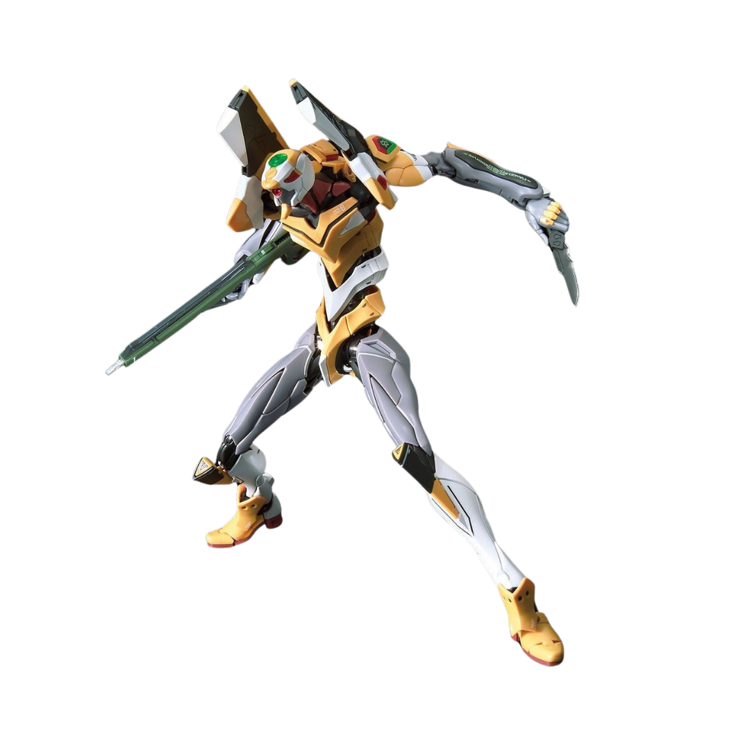 Bandai RG Evangelion Unit-00 model kit from Neon Genesis Evangelion, featuring anime-accurate articulation, weapons, and detailed part separation in 1/144 scale.