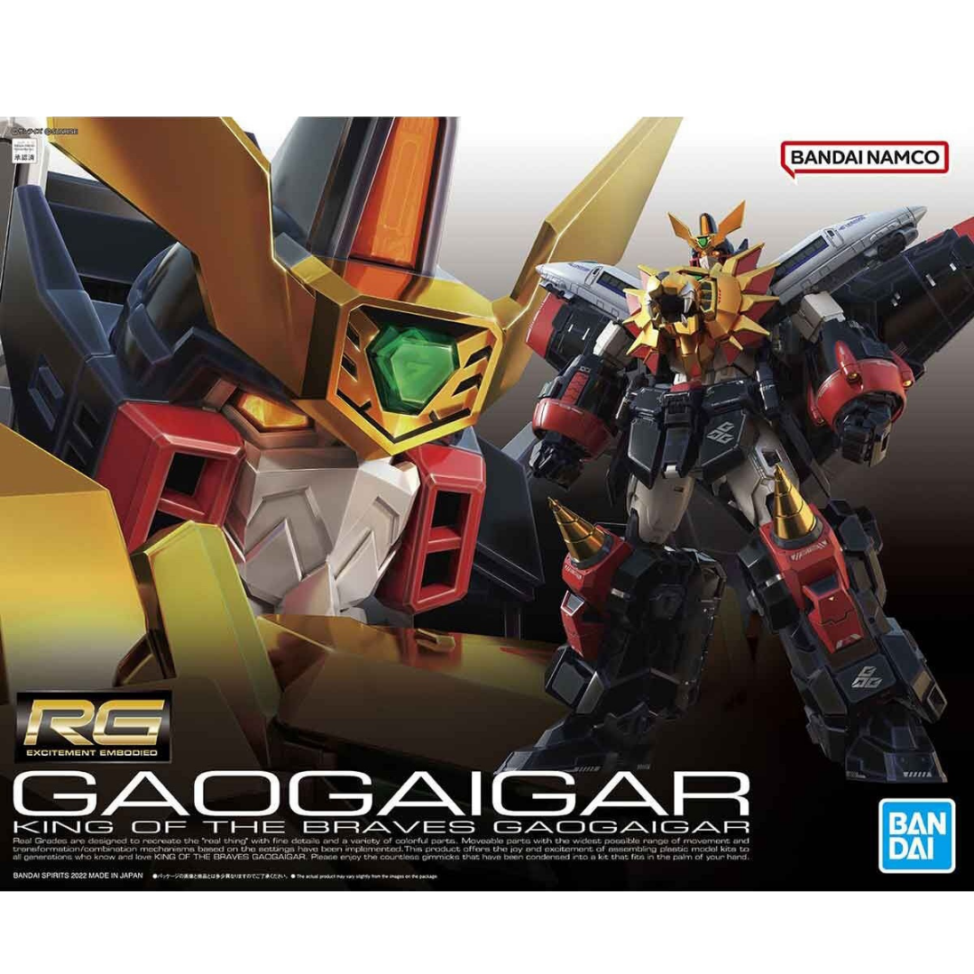 Bandai RG Gaogaigar model kit combining Galeon and Gao machines into super robot figure