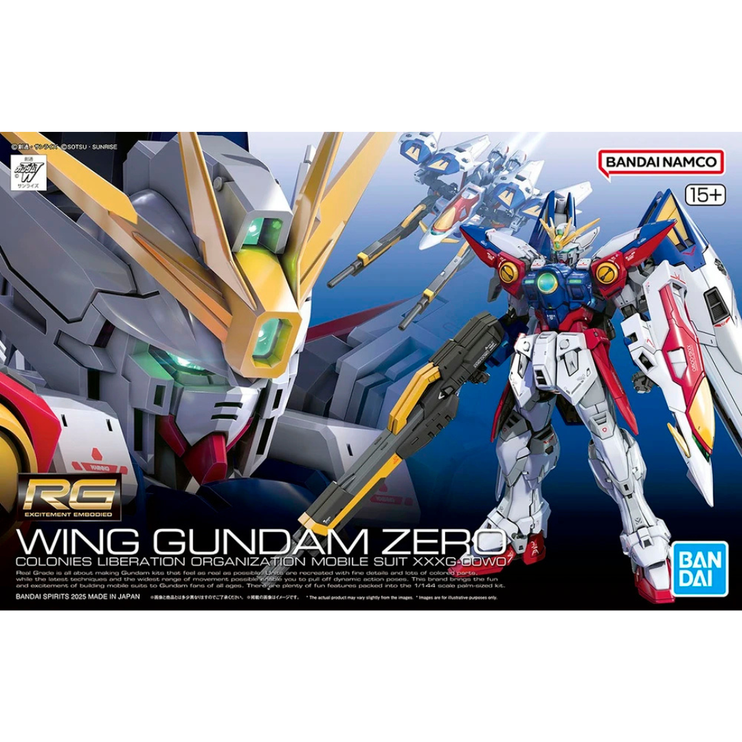 Box art of Bandai RG Wing Gundam Zero from Mobile Suit Gundam Wing
