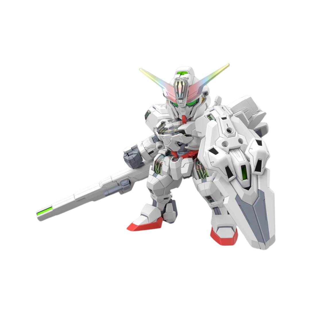 Bandai SD Cross Silhouette Gundam Calibarn model kit from Gundam: The Witch from Mercury, featuring detailed parts and customization options.