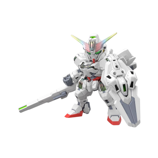 Bandai SD Cross Silhouette Gundam Calibarn model kit from Gundam: The Witch from Mercury, featuring detailed parts and customization options.