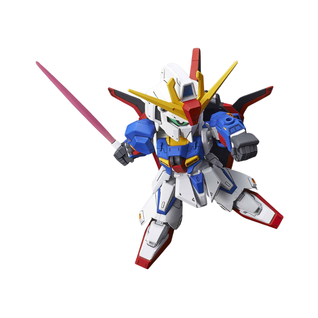 Bandai SDCS Zeta Gundam plastic model kit with vibrant color separation and customization options for SD and Cross Silhouette frames.
