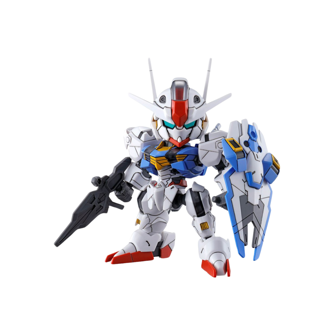 Bandai SD Gundam Aerial model from The Witch from Mercury, featuring intricate design, compact form, and vibrant details, showcasing the mobile suit’s iconic look.